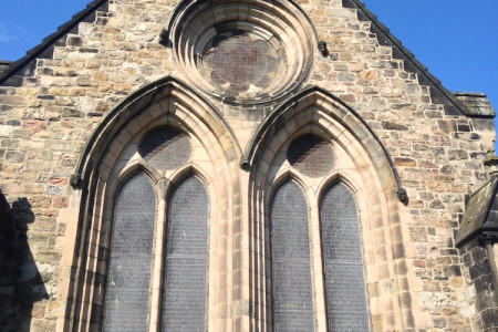 External view of window at Bangor Cathedral.