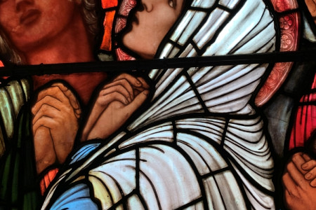 Close-up from the East window of a follower of Jesus.
